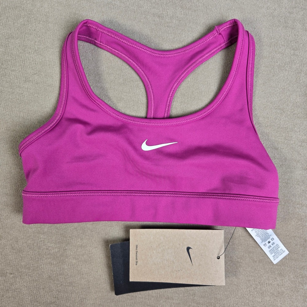 Nike Girls Sports Bra Pink Purple Dri-Fit Swoosh‎ Racerback Training Athletic XS